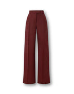 Wide Leg Tailored Trousers - Burgundy