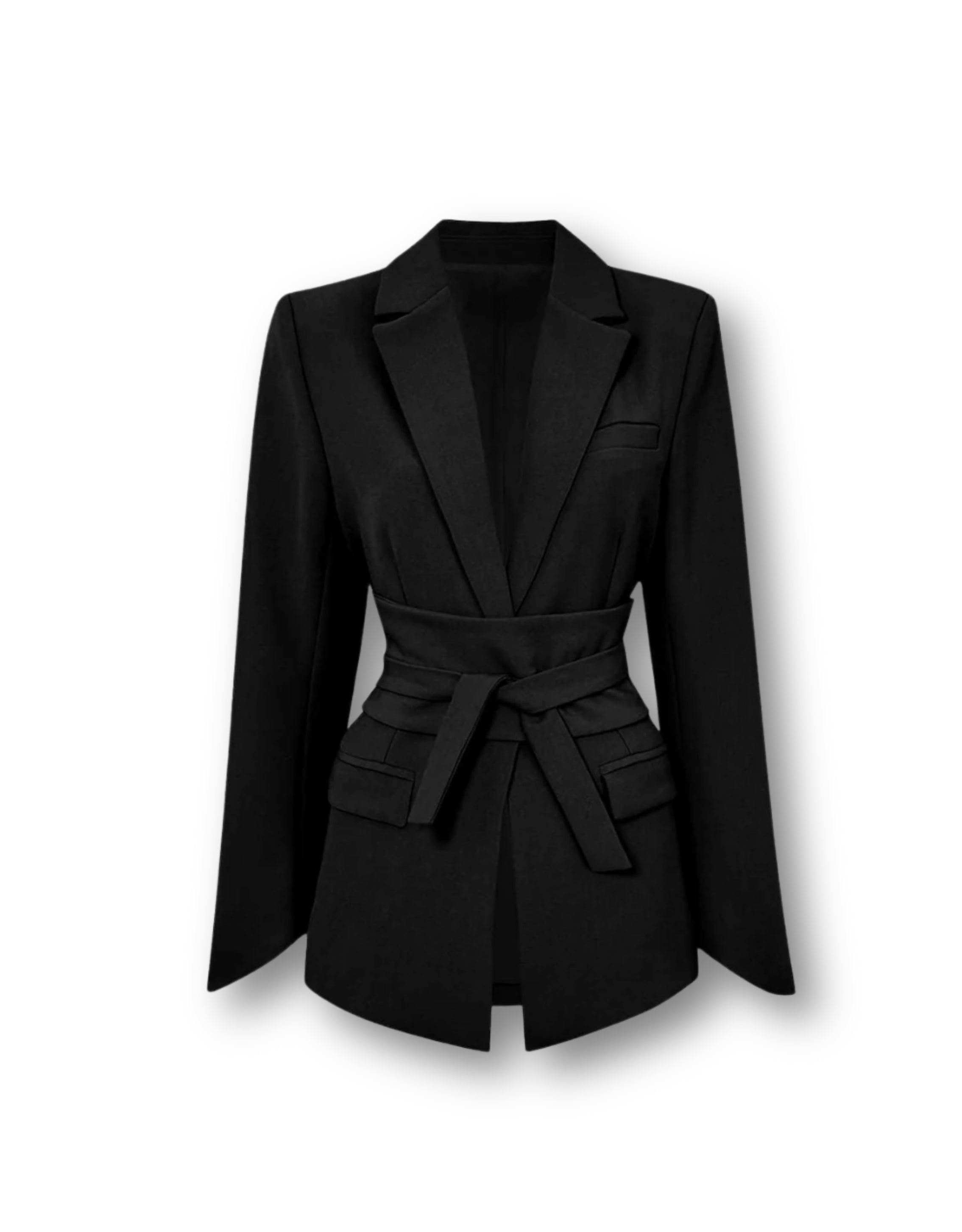 Belted Blazer Jacket - Classic Black